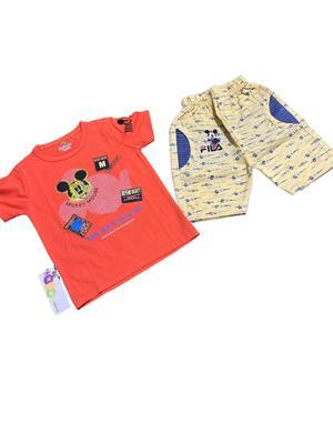 2 Pcs Unisex Cotton Printed Shirt And Shorts Set