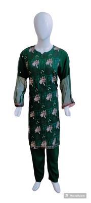 2 Pcs Women's Stitched Chiffon Embroidered Suit