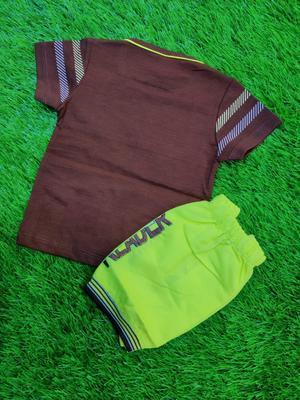 Boy's Blended Printed Shirt With Cotton Shorts