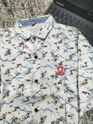 Boy's Stitched Cotton Embroidered Dress Shirt