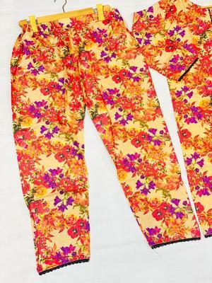 2 Pcs Women's Stitched Lawn Digital Print Shirt And Trouser