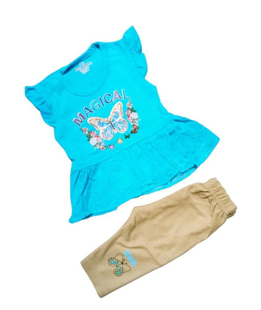 Baby Girl's Cotton Blended Shirt And Trouser Set -