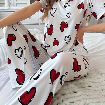 2 Pcs Women's Stitched Jersey Printed Night Suit