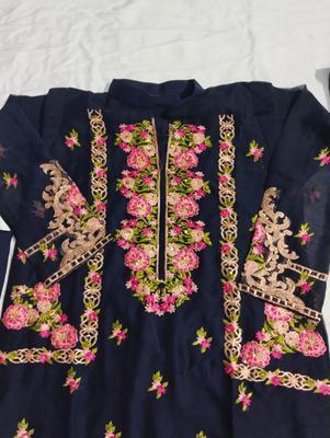 3 Pcs Women's Stitched Chiffon Embroidered Suit