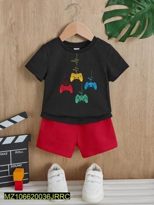 Boy's Jersey Printed T-Shirt And Shorts Set