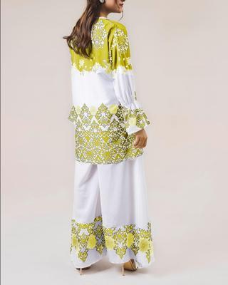 2 Pcs Women's Stitched Grip Printed Shirt And Palazzo