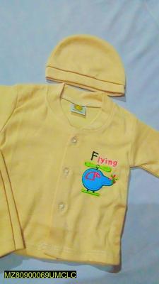 3 Pcs Kid's Stitched Fleece Printed Shirt And Trouser Set