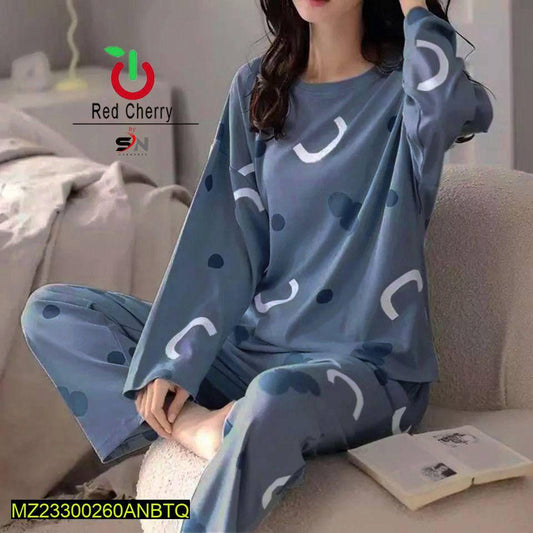 2 Pcs Women's Stitched Cotton Blend Sleep Wear