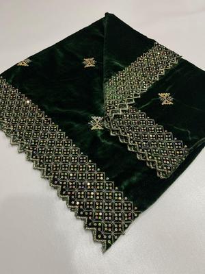 Women's Velvet Embroidered Border Shawl