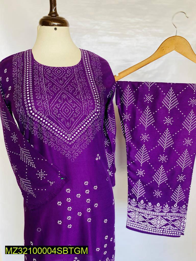 2 Pcs Linen Chunri Women Stitched Suit