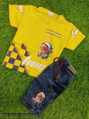 Boy's Blended Printed T-Shirt And Shorts Set -