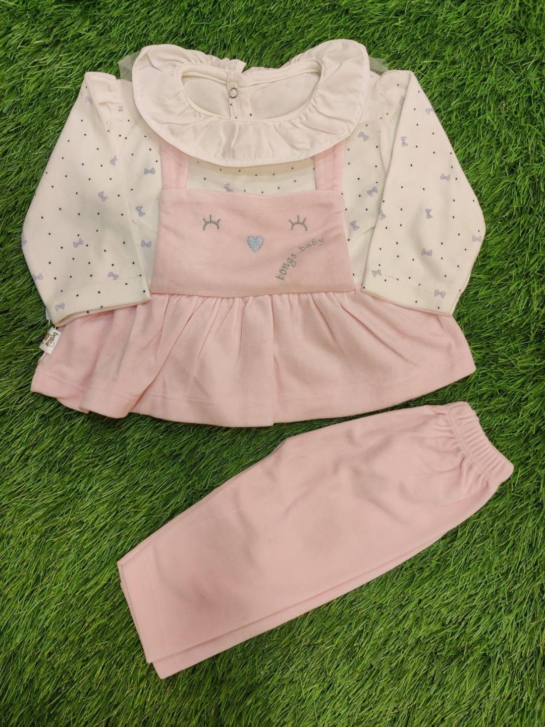 Baby Girl Blended Embroidered Frock And Trouser Set