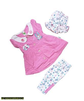 3 Pcs Baby Girl's Blended Printed Suit