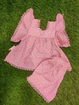 Baby Girl's Lawn Frock And Trouser Set