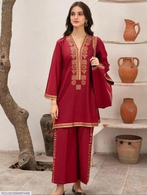 3 Pcs Women's Stitched Linen Printed Suit