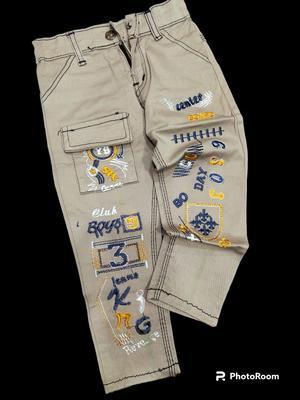 1 Pc Boy's Stitched Cotton Embroidered Jeans