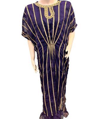 3 Pcs Women's Stitched Chiffon Sequins Embroidered Kaftan