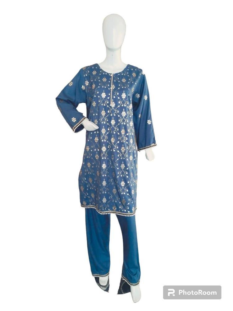 2 Pcs Women's Stitched Dhanak Embroidered Suit