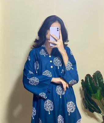 2 Pcs Women's Stitched Linen Printed Suit