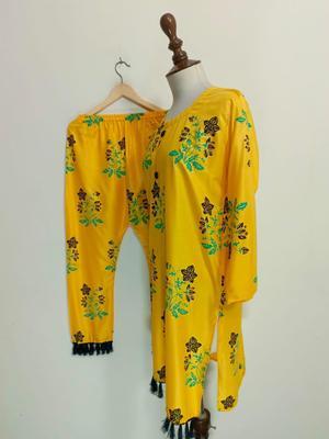 2 Pcs Women's Stitched Lawn Printed Suit