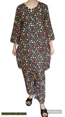 2 Pcs Women's Stitched Wool Printed Suit