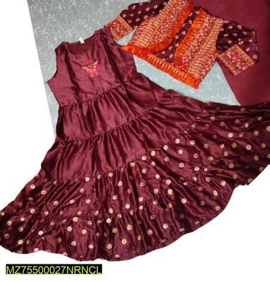 2 Pcs Women's Stitched Shamoz Silk Embroidered Maxi