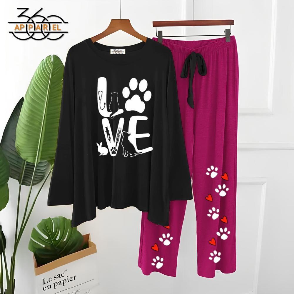 2 Pcs Women's Stitched Cotton Jersey Printed Sleepwear