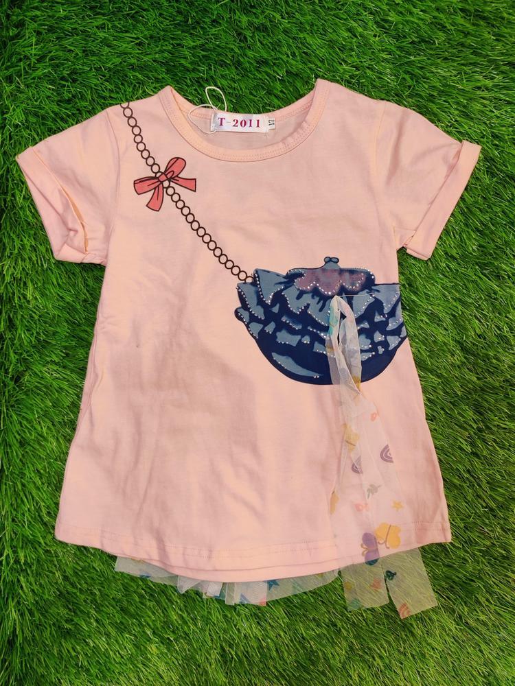 Girl's Stitched Blended Printed T-Shirt