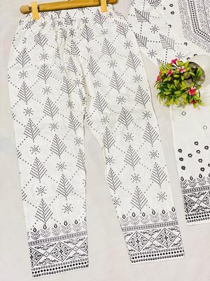 2 Pcs Women's Stitched Linen Printed Suit