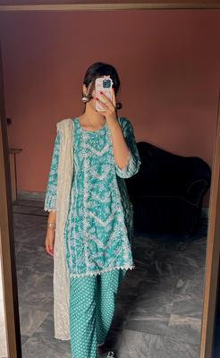 2 Pcs Women's Stitched Cotton Karandi Embroidered Suit